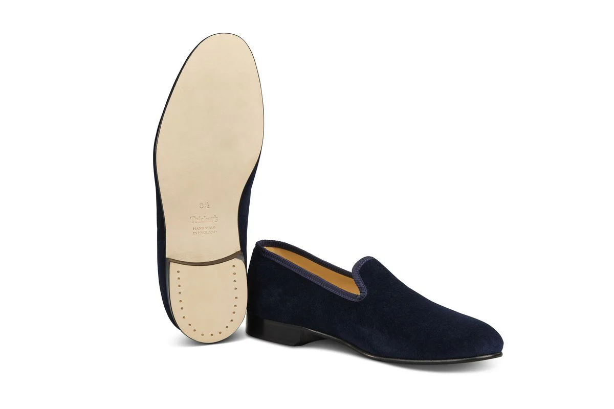 CHURCHILL VELVET SLIPPER - Navy - Image 5
