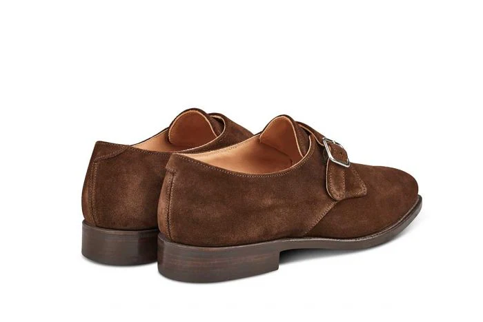 Mayfair Single Buckle Monk Shoe - Chocolate Suede - Image 4